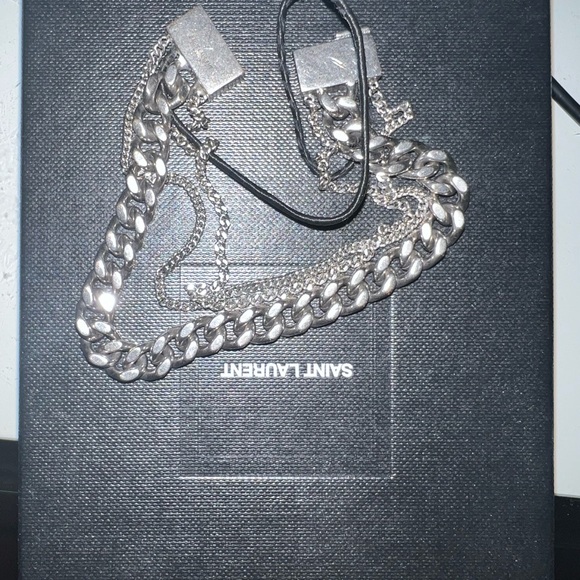 Saint Laurent Bracelet Silver and Cotton Chain - Picture 3 of 8